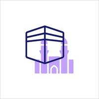 A purple icon of a building with a mosque inside vector