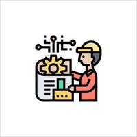 A man in a hard hat is holding a document vector