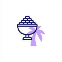 A purple icon of a bowl of ice cream with a palm tree vector
