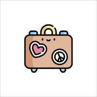 A suitcase with a peace sign and a heart vector
