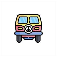 A colorful van with a peace sign on it vector