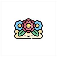 A flower crown icon with a smiley face vector