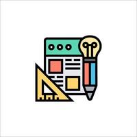 A pencil and paper icon with a light bulb vector