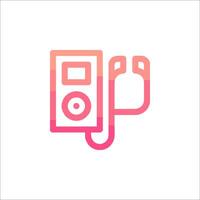 A pink and orange icon of a mp3 player vector