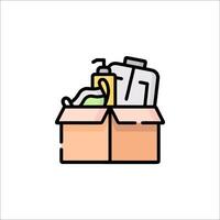 A box with a suitcase and other items inside vector