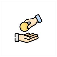 A hand giving a coin to another hand vector