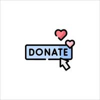 Donate button icon with hearts vector