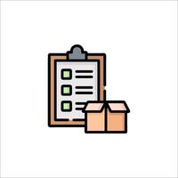A checklist and a box with a clipboard on it vector