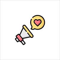 A megaphone with a heart icon vector