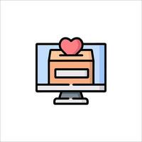 A computer screen with a heart on it vector
