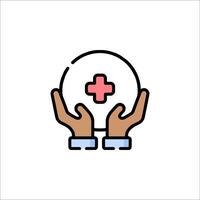 A medical symbol is shown in the hands of two people vector