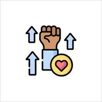 A fist with a heart and arrows vector