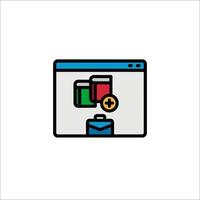 A computer screen with a red and green icon vector