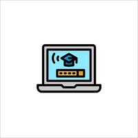 A laptop with a graduation cap on it vector