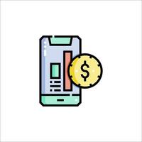 A phone with a dollar coin and a coin icon vector