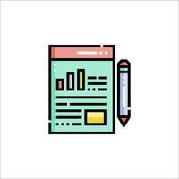 A pencil and paper icon with a graph vector