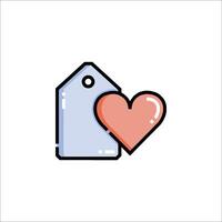 A heart and a tag icon on a white background vector