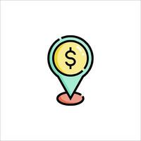 A map pin with a dollar sign on it vector