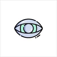 An eye icon with a green and blue color vector