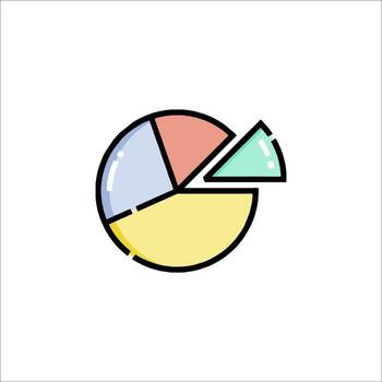 A pie chart icon with a slice of pie vector
