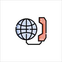 A globe and phone icon on a white background vector