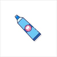 A tube of toothpaste with a pink toothbrush on top vector