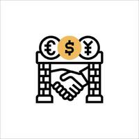 A handshake icon with a dollar sign and a handshake vector