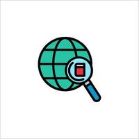 Magnifying glass icon with globe and magnifying glass vector
