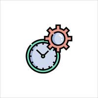 A clock and gear icon on a white background vector