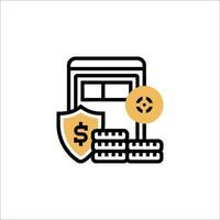 A line icon of a wallet with a dollar sign vector