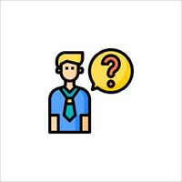 Question mark icon with a man in a tie and shirt vector