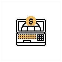 A laptop computer with a dollar sign on it vector