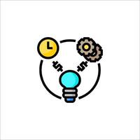 An icon of a clock and a light bulb vector