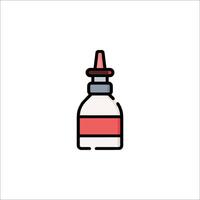 A bottle of liquid with a red cap on top vector