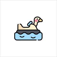 A duck is floating on a raft in the water vector