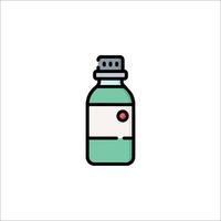 A bottle of liquid with a red cap on it vector