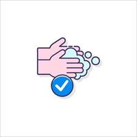 Wash hands icon with a check mark vector