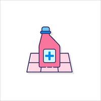 A bottle of liquid on a tile floor vector