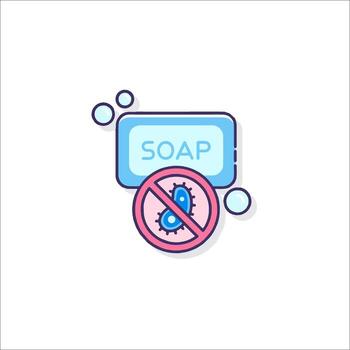 Soap icon with a virus and a sign that says no soap vector