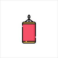 A red box with a hanging rope on it vector