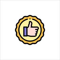 A thumbs up icon with a yellow background vector