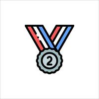 The medal for the second place is shown in a flat line style vector