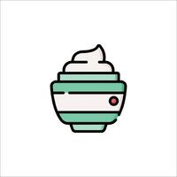 A cream container with whipped cream on top vector