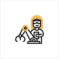A woman is working on a machine vector