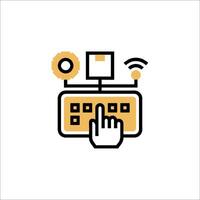 A hand pressing a keyboard icon on a white background vector