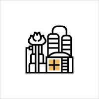 A factory building with a clock on it vector