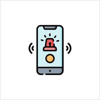 A phone with a red light on it and a button vector