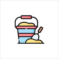 A bucket with sand and shovel icon vector