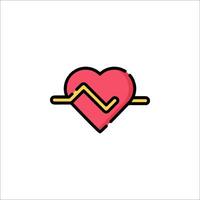 Heartbeat icon with a line drawing of a heart vector