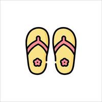 A pair of flip flops with pink flowers on the sole vector